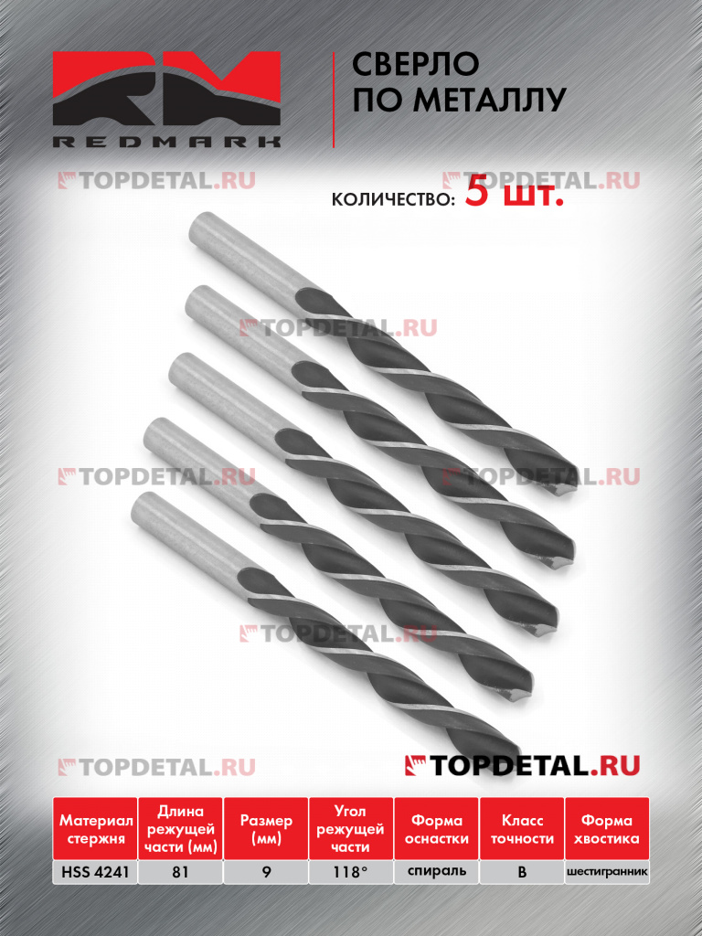 Сверло по металлу 9,0 мм "RedMark"