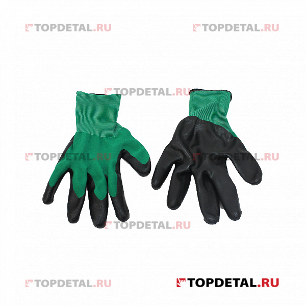 Перчатки нейлоновые с нитриловым покрытием (зелено-черный)