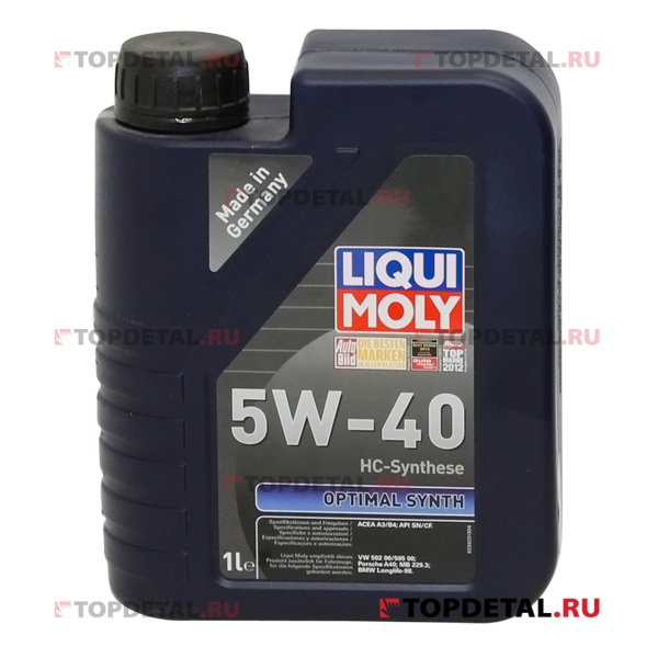 Масло Liqui Moly моторное 5W40 Optimal Synth  1 л (синтетика)