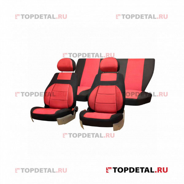 Чехлы сиденья LADA ВАЗ-2110 седан 1996-2007 Жаккард 12 предм. SKYWAY Красный купить в интернет-магазине Topdetal.ru