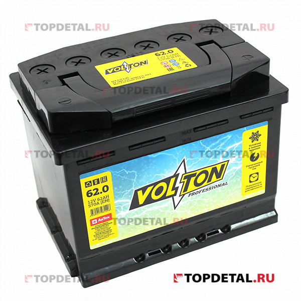 Аккумулятор 6СТ-62.0 VOLTON PROFESSIONAL о.п.пуск.ток 570 А (242*175*190) клеммы евро