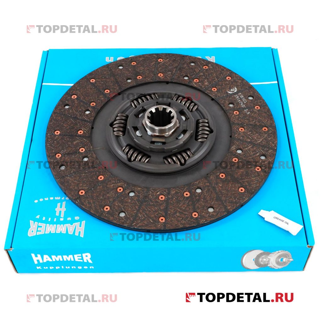 Диск сцепления ведомый ПАЗ, КАВЗ-4238 ZF6S-1010 395 1-3/4' 10N 1878001709 HAMMER