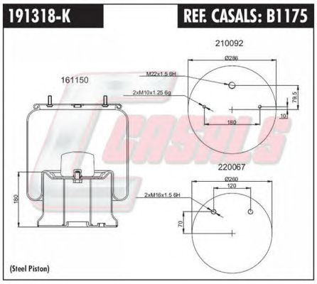 Кожух пневматической рессоры CASALS B1175 - цена, наличие и технические ...