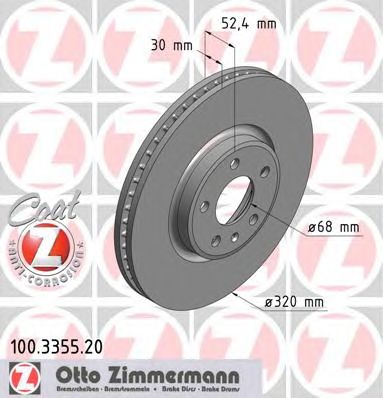 Диск тормозной ZIMMERMANN 100335520 Диск тормозной ZIMMERMANN 100335520