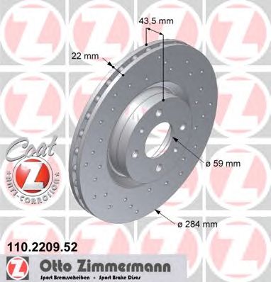 Диск тормозной ZIMMERMANN 110.2209.52 Диск тормозной ZIMMERMANN 110.2209.52