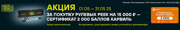 Акция на рулевые рейки TRIALLI